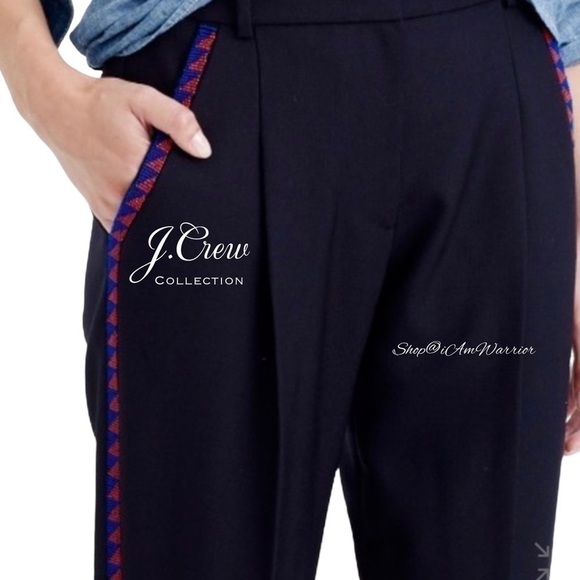 J.Crew Collection NWT beaded side stripe navy tuxedo ankle pant *shop@iamwarrior - Picture 2 of 13